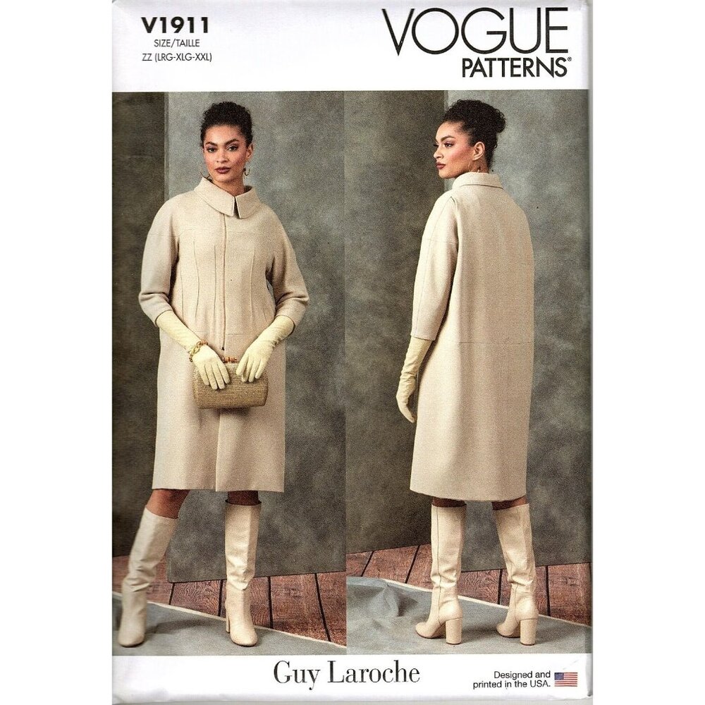 Vogue V1911 Misses L to XXL Guy Laroche Loose-Fitting Coat Uncut Sewing Pattern